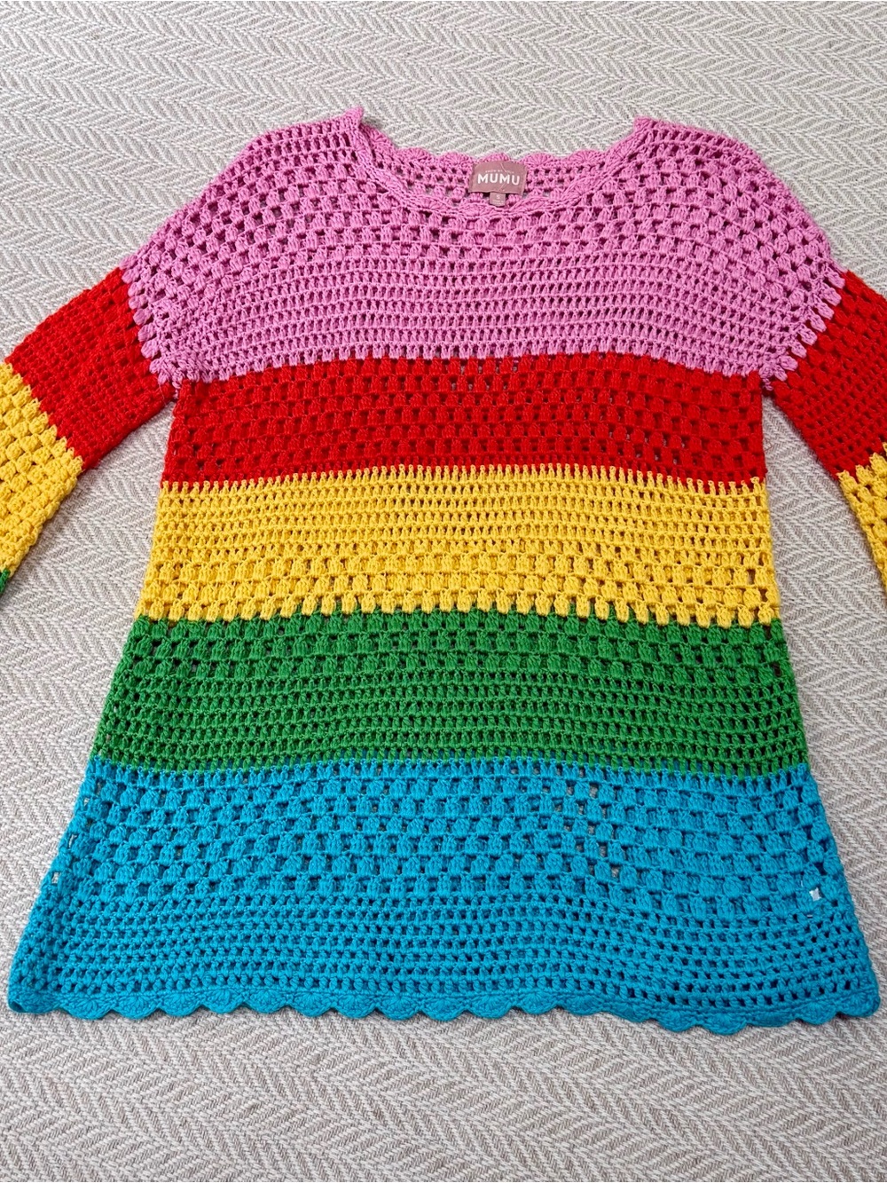 Show Me Your Mumu Paula Pullover size S Crochet Rainbow Beach Cover-Up Sweater - Picture 2 of 4